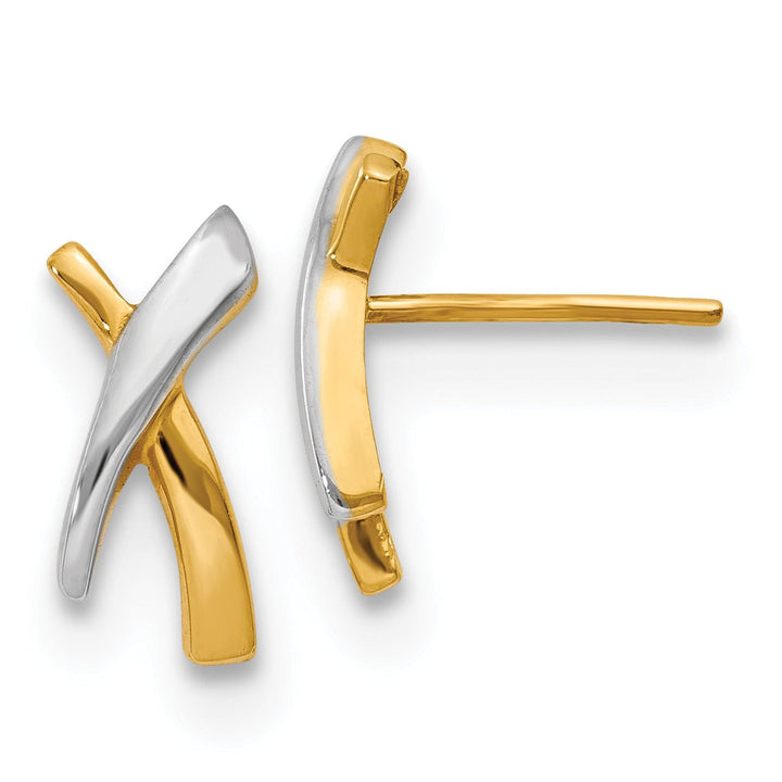 Lovely Rita's Earrings 14k Two Tone Gold X Post Earrings