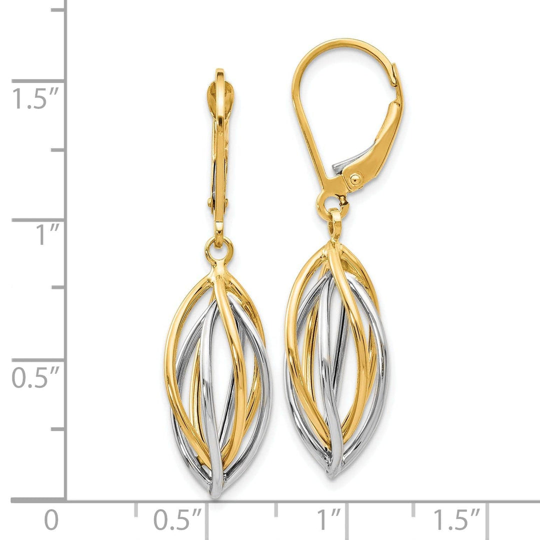 Lovely Rita's Earrings 14k Two tone Leverback Earrings