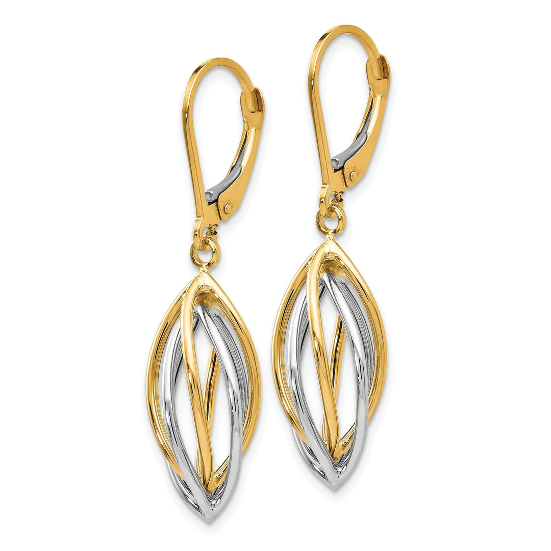 Lovely Rita's Earrings 14k Two tone Leverback Earrings