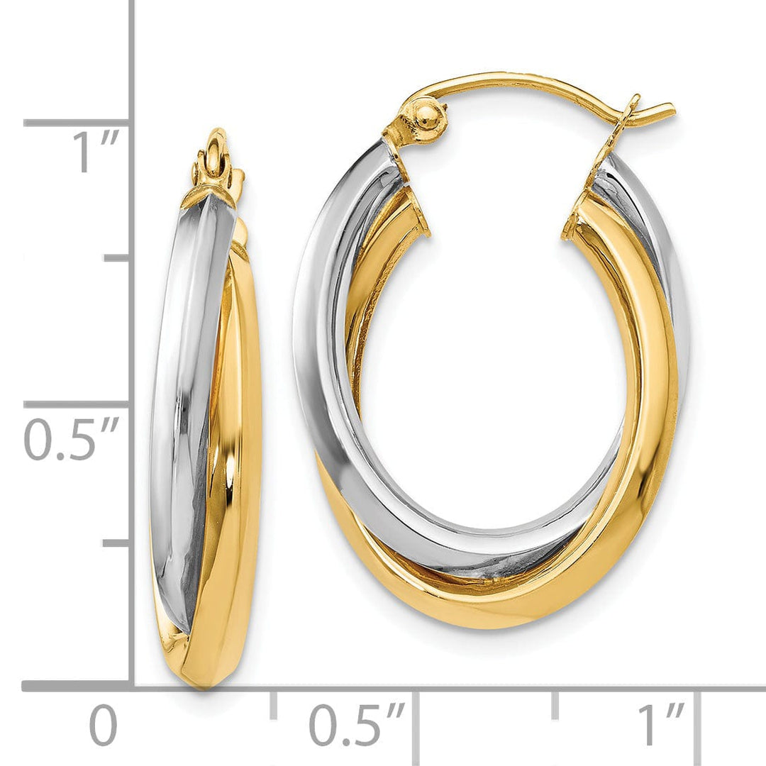 Lovely Rita's Earrings 14k Two tone Oval Hinged Hoop Earrings