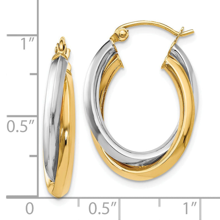 Lovely Rita's Earrings 14k Two tone Oval Hinged Hoop Earrings
