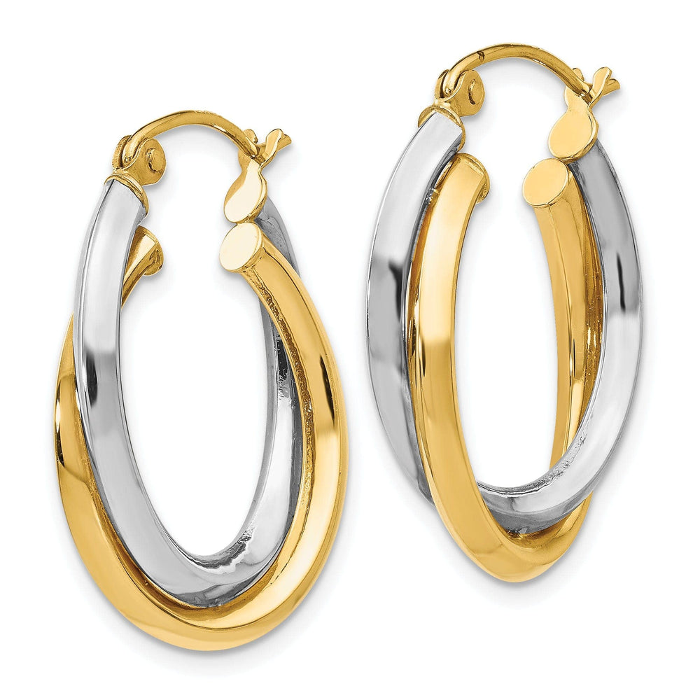 Lovely Rita's Earrings 14k Two tone Oval Hinged Hoop Earrings