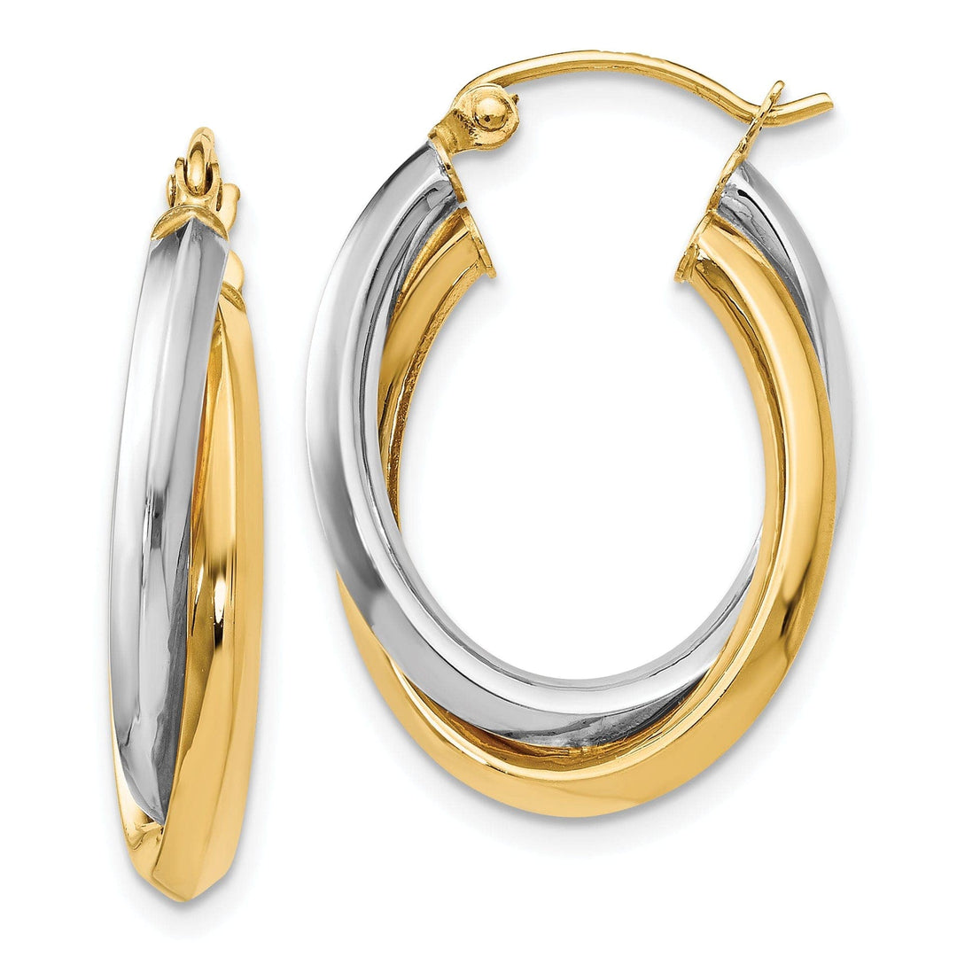 Lovely Rita's Earrings 14k Two tone Oval Hinged Hoop Earrings