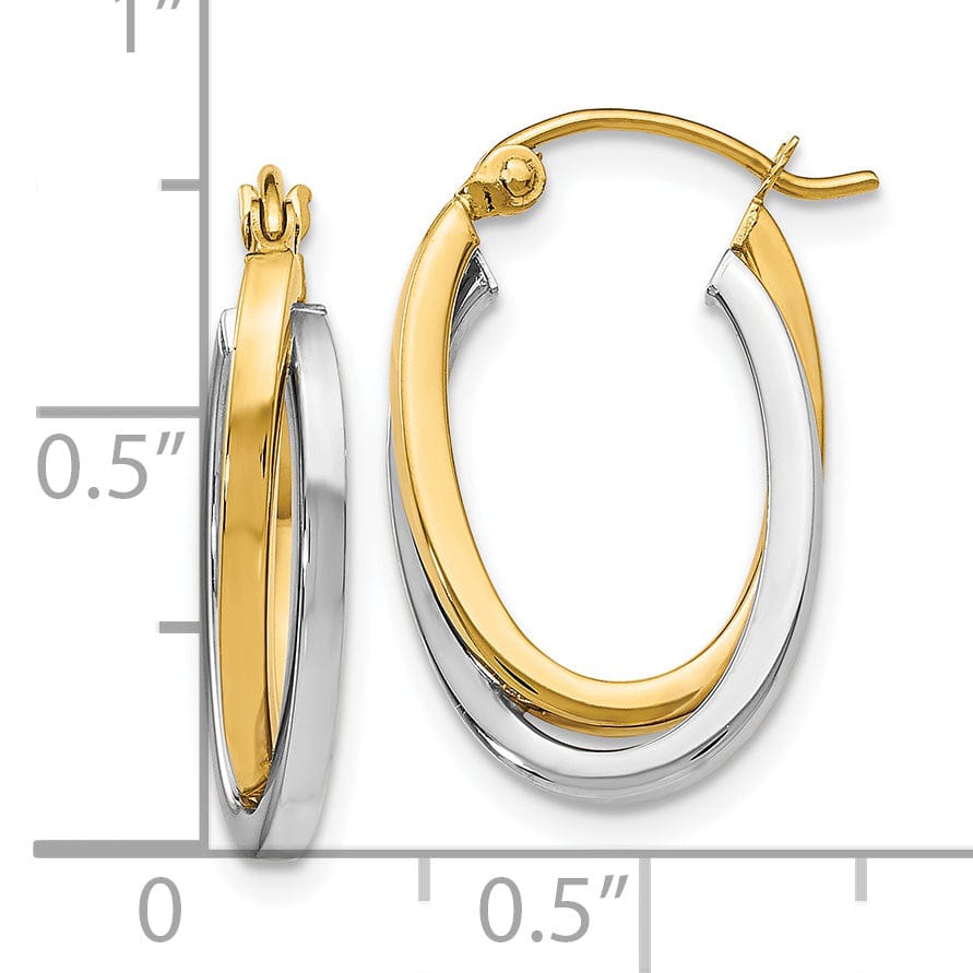 Lovely Rita's Earrings 14k Two tone Oval Hoop Earrings