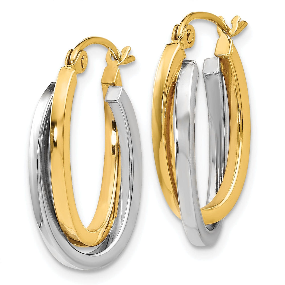 Lovely Rita's Earrings 14k Two tone Oval Hoop Earrings