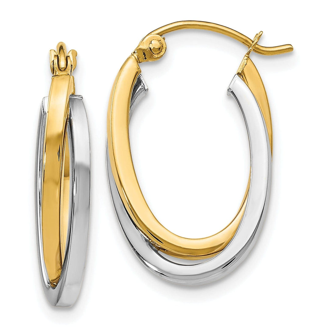 Lovely Rita's Earrings 14k Two tone Oval Hoop Earrings