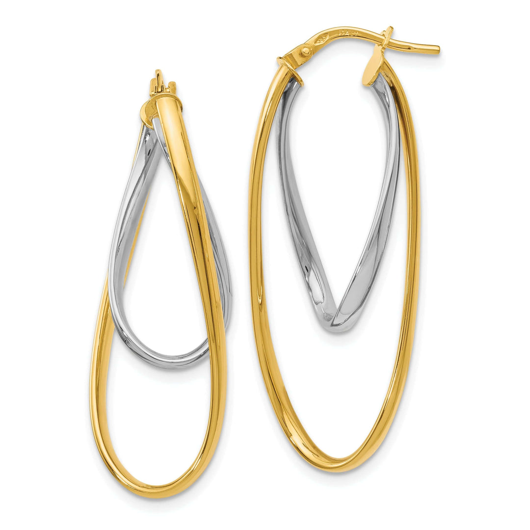 Lovely Rita's Earrings 14k Two tone Polished Hoop Earrings
