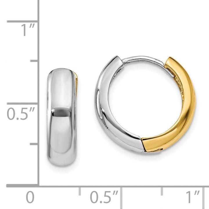 Lovely Rita's Earrings 14K Two-tone Polished Huggie Hoop Earrings