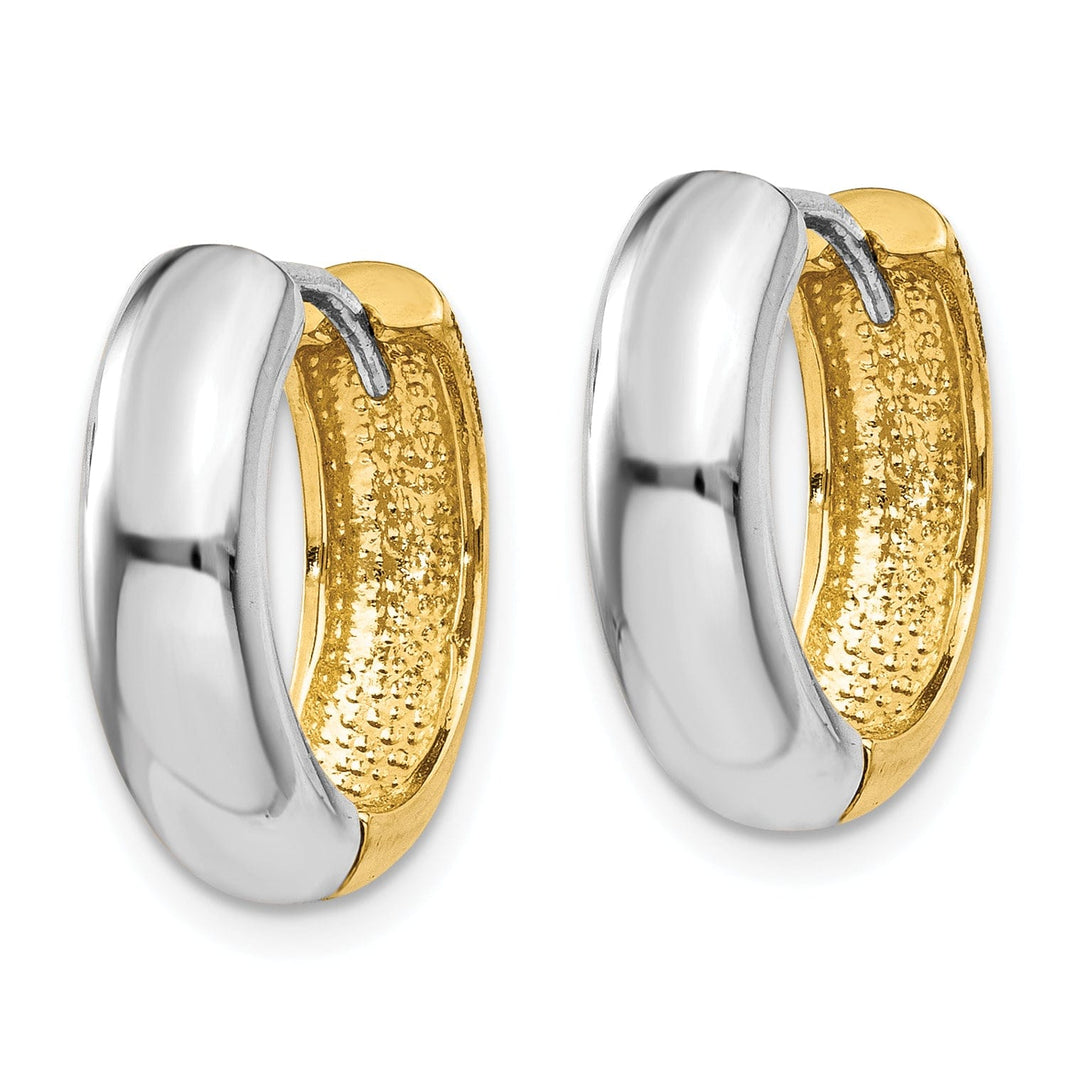 Lovely Rita's Earrings 14K Two-tone Polished Huggie Hoop Earrings