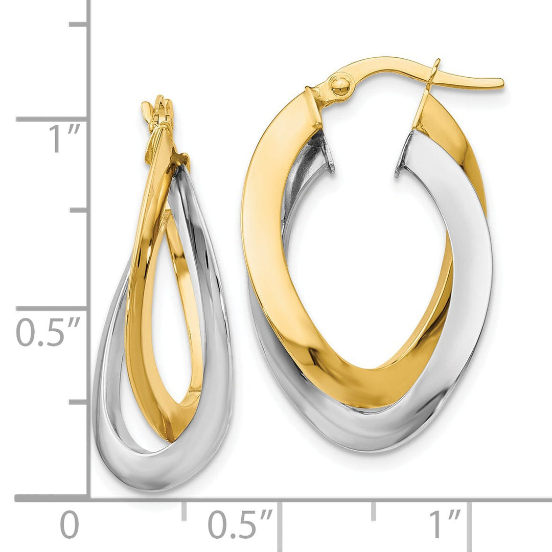 Lovely Rita's Earrings 14k Two tone Twisted Double Hoop Earrings
