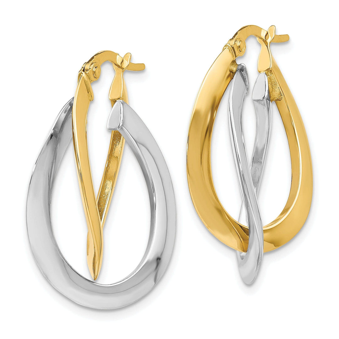 Lovely Rita's Earrings 14k Two tone Twisted Double Hoop Earrings