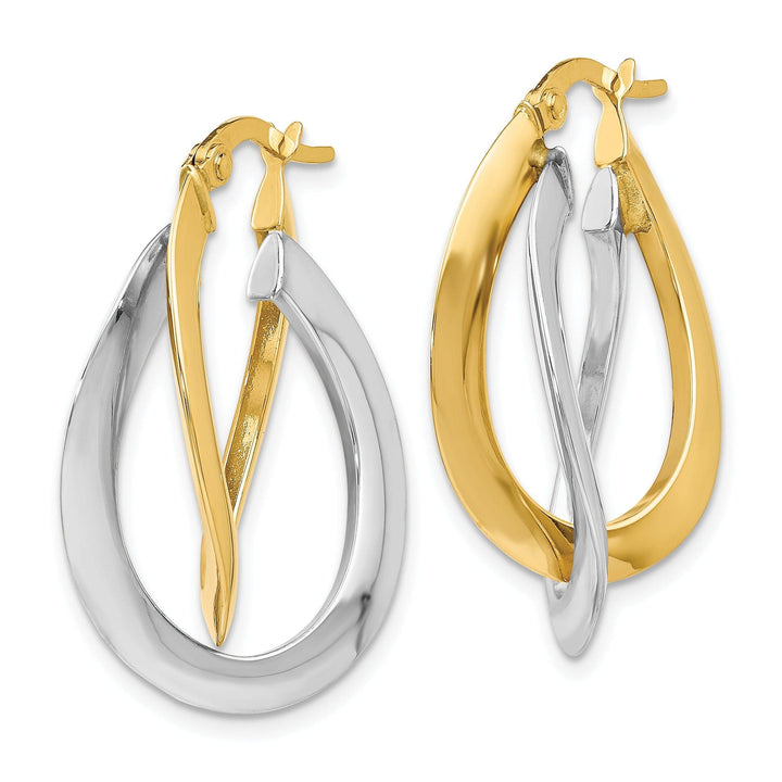 Lovely Rita's Earrings 14k Two tone Twisted Double Hoop Earrings