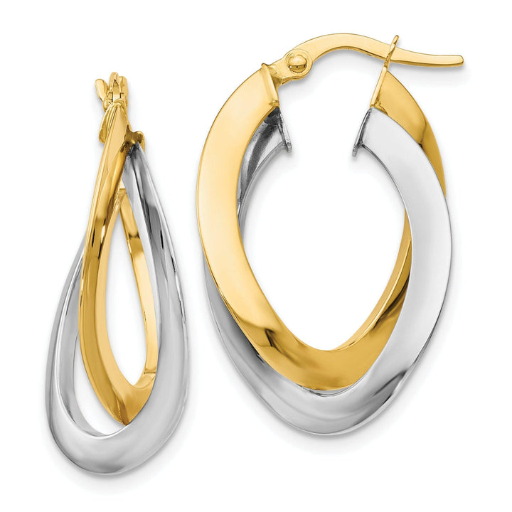 Lovely Rita's Earrings 14k Two tone Twisted Double Hoop Earrings