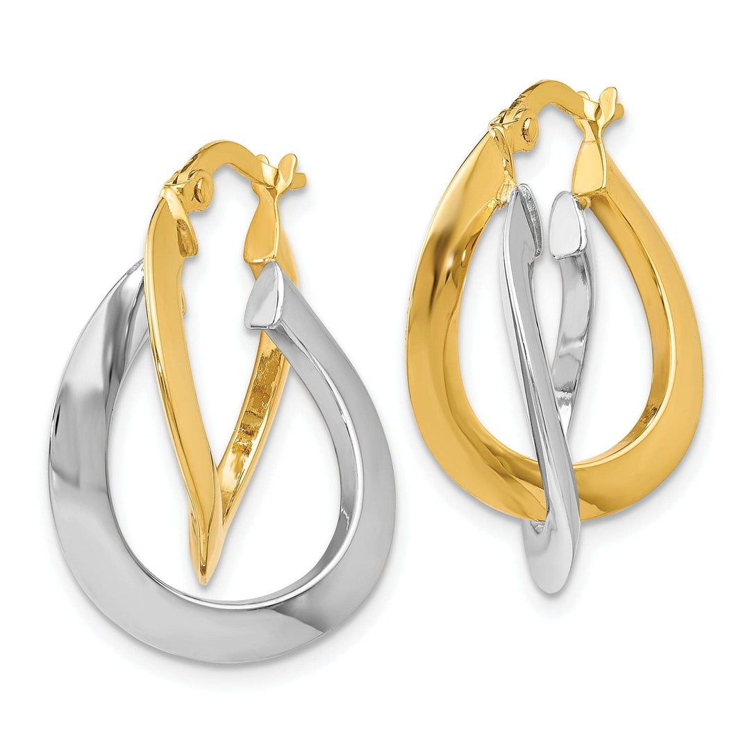 Lovely Rita's Earrings 14k Two tone Twisted Double Hoop Earrings