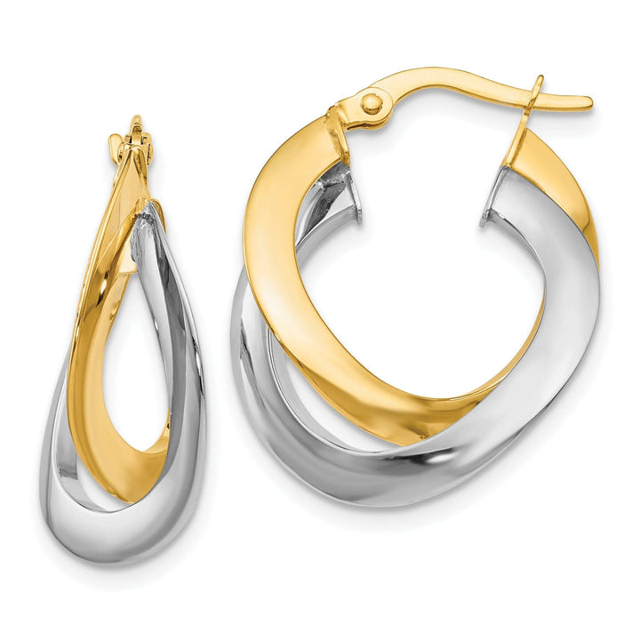 Lovely Rita's Earrings 14k Two tone Twisted Double Hoop Earrings