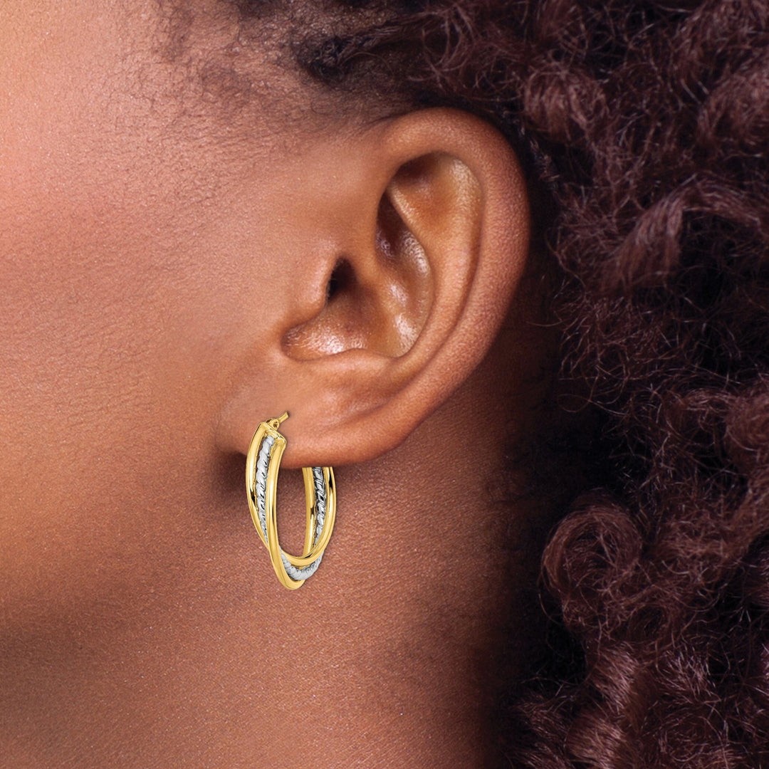 Lovely Rita's Earrings 14k Two tone Twisted Hoop Earrings