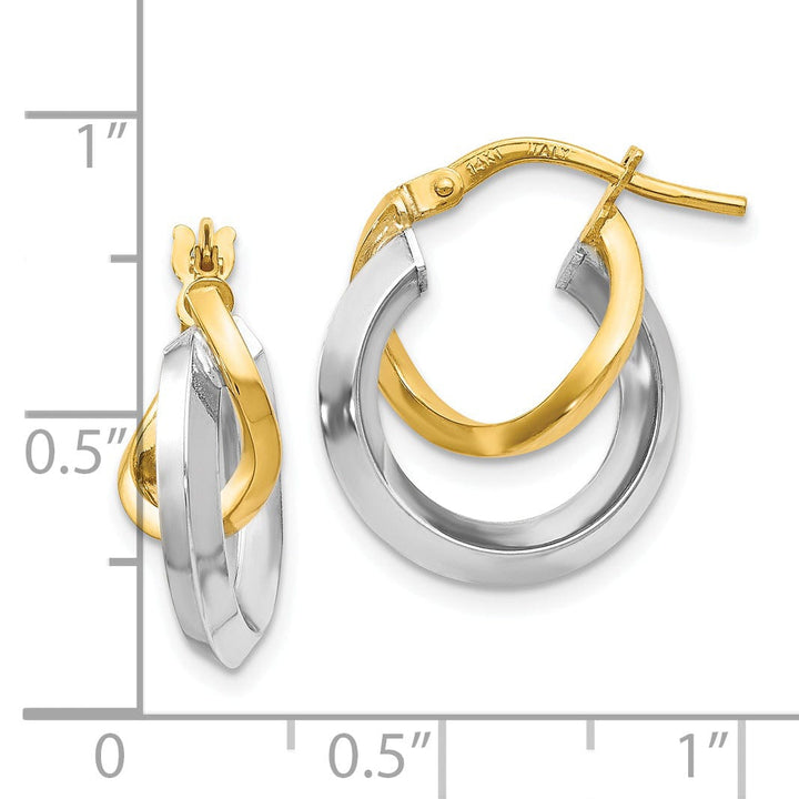 Lovely Rita's Earrings 14k Two Toned Polished Hoop Earrings