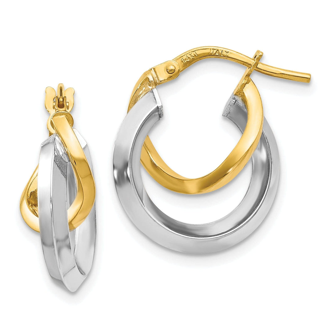 Lovely Rita's Earrings 14k Two Toned Polished Hoop Earrings
