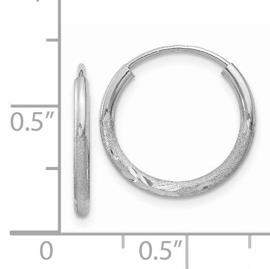Lovely Rita's Earrings 14k White Gold 1.5MM D.C Endless Hoop Earrings 1.5mm x 14mm