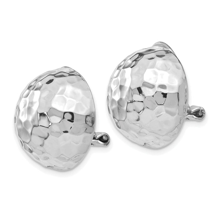 Lovely Rita's Earrings 14k White Gold 18MM Hammered Non-pierced Earrings