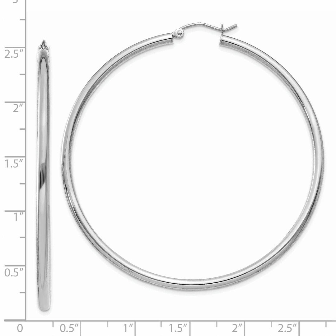 Lovely Rita's Earrings 14k White Gold 2.5MM Round Hoop Earrings