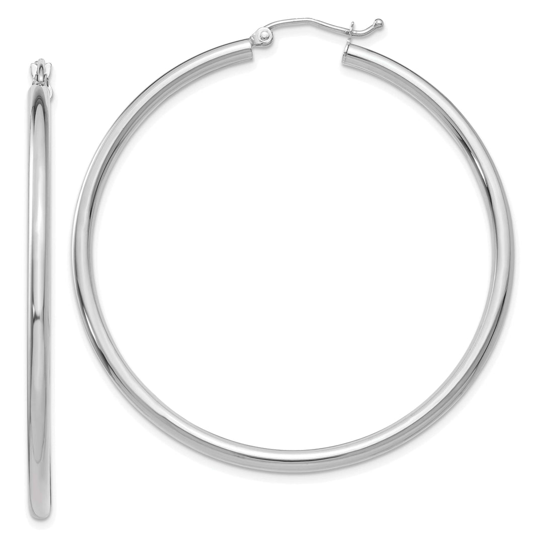 Lovely Rita's Earrings 14k White Gold 2.5MM Round Hoop Earrings