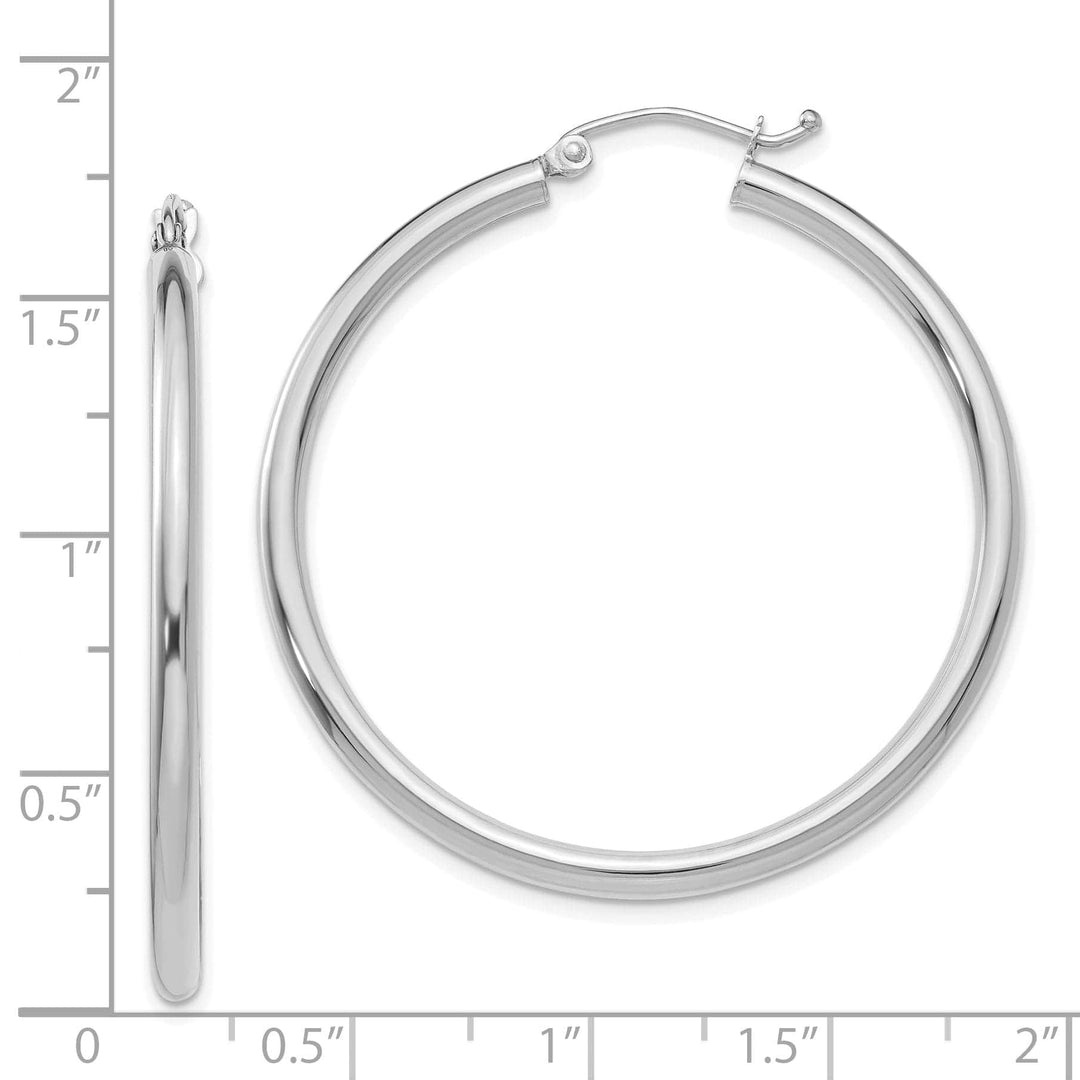 Lovely Rita's Earrings 14k White Gold 2.5MM Round Hoop Earrings