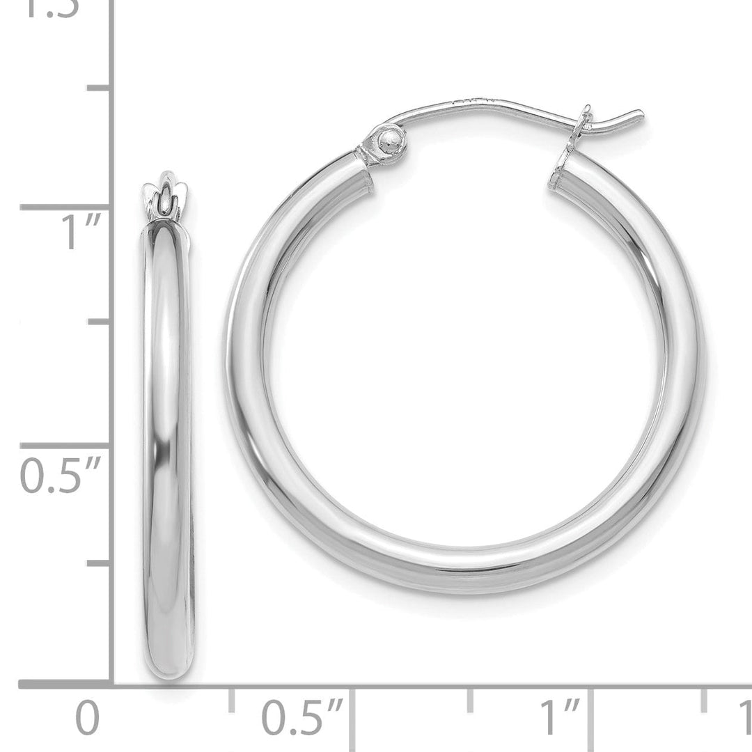 Lovely Rita's Earrings 14k White Gold 2.5MM Round Hoop Earrings
