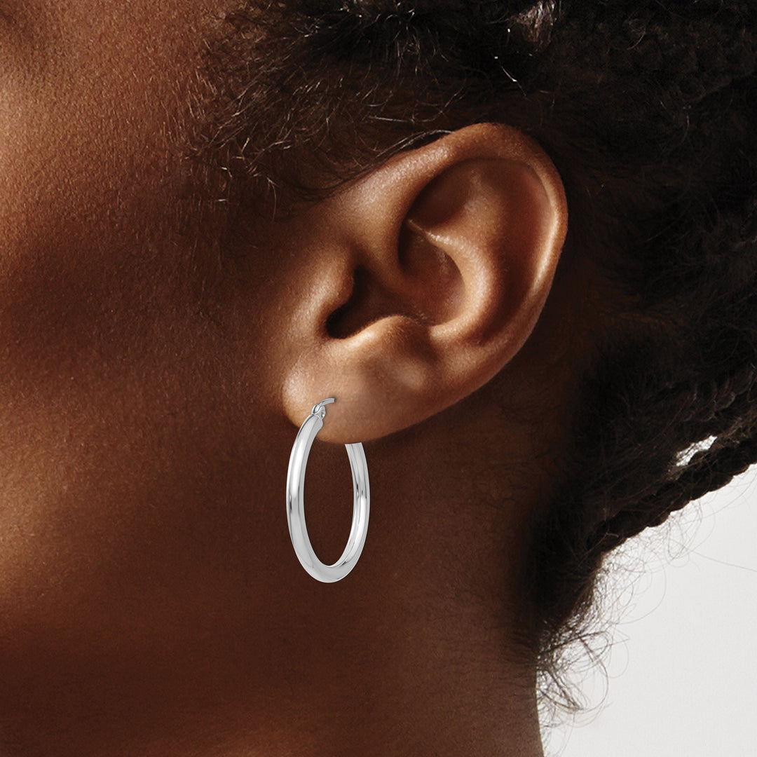 Lovely Rita's Earrings 14k White Gold 2.5MM Round Hoop Earrings