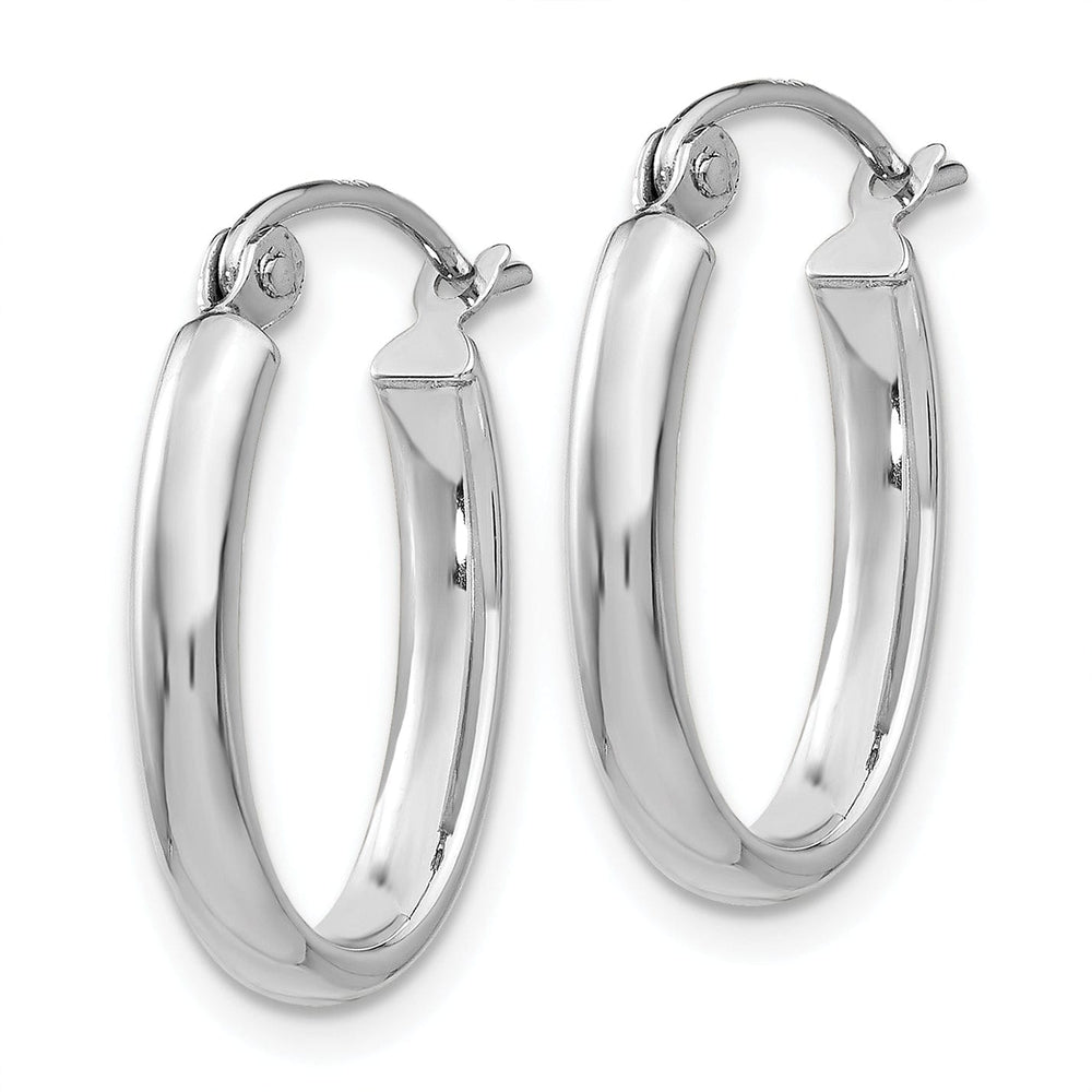 Lovely Rita's Earrings 14k White Gold 2.75MM Oval Tube Hoop Earrings