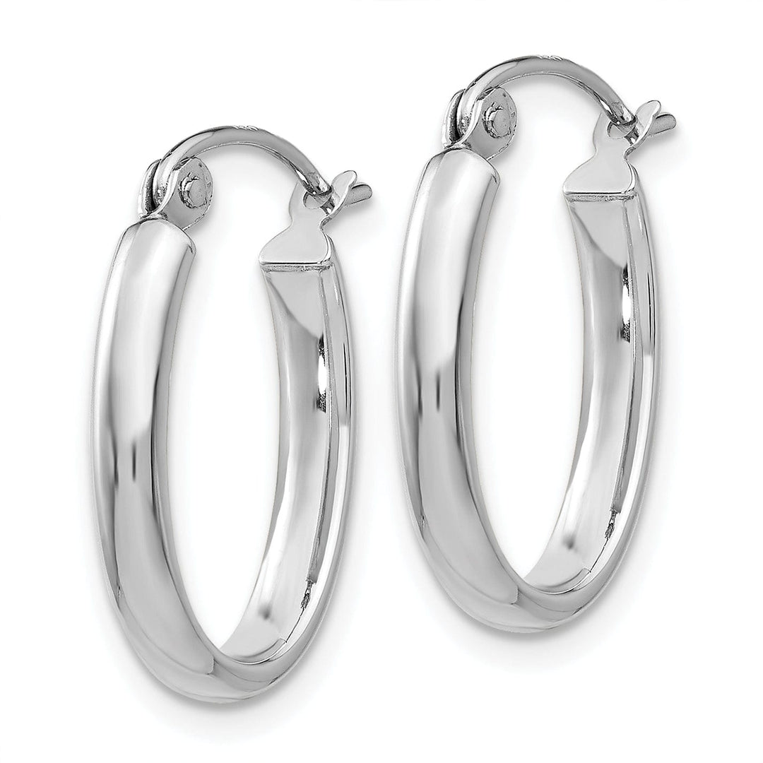 Lovely Rita's Earrings 14k White Gold 2.75MM Oval Tube Hoop Earrings