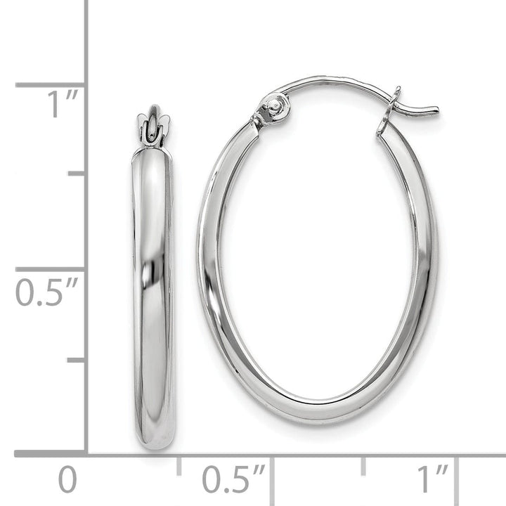 Lovely Rita's Earrings 14k White Gold 2.75MM Oval Tube Hoop Earrings