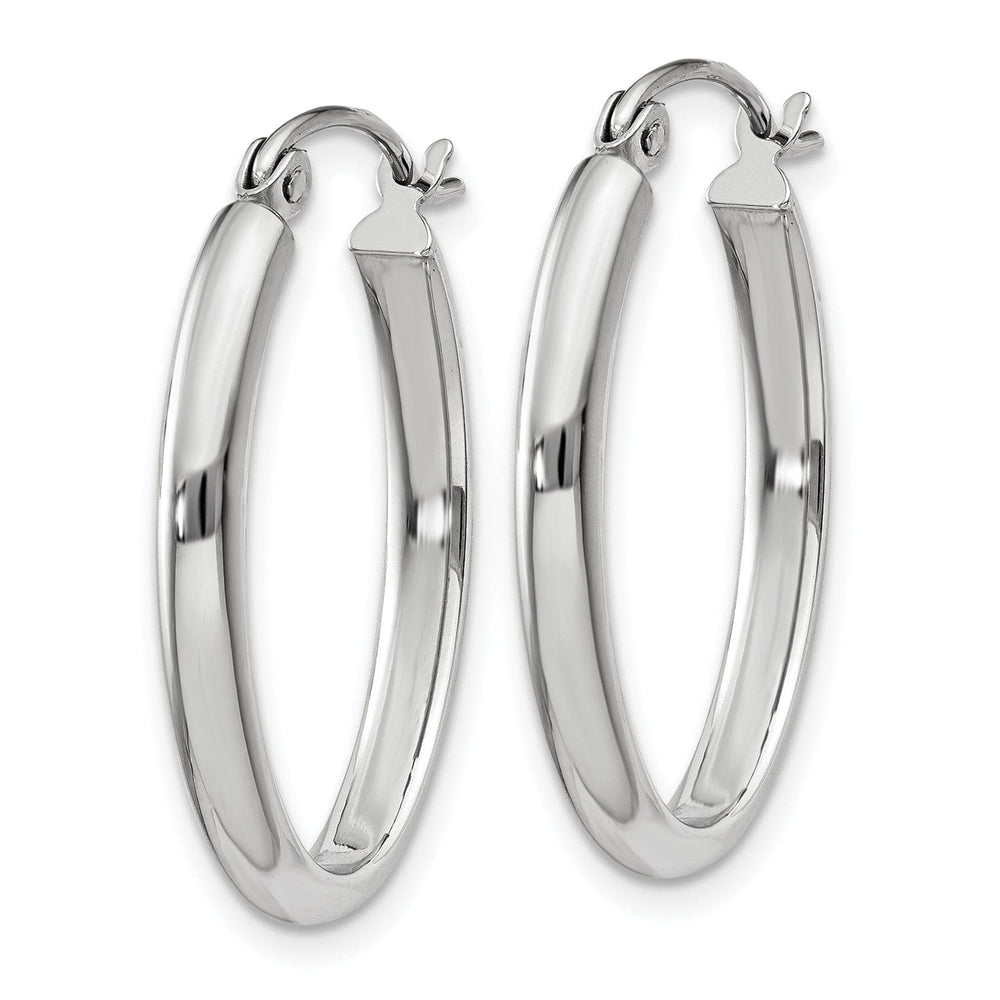 Lovely Rita's Earrings 14k White Gold 2.75MM Oval Tube Hoop Earrings