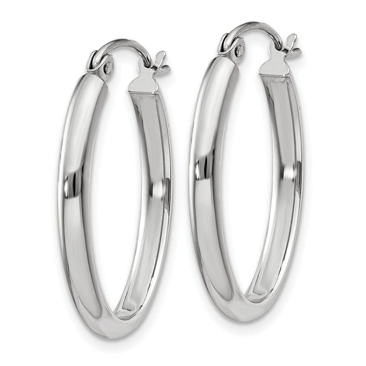 Lovely Rita's Earrings 14k White Gold 2.75MM Oval Tube Hoop Earrings