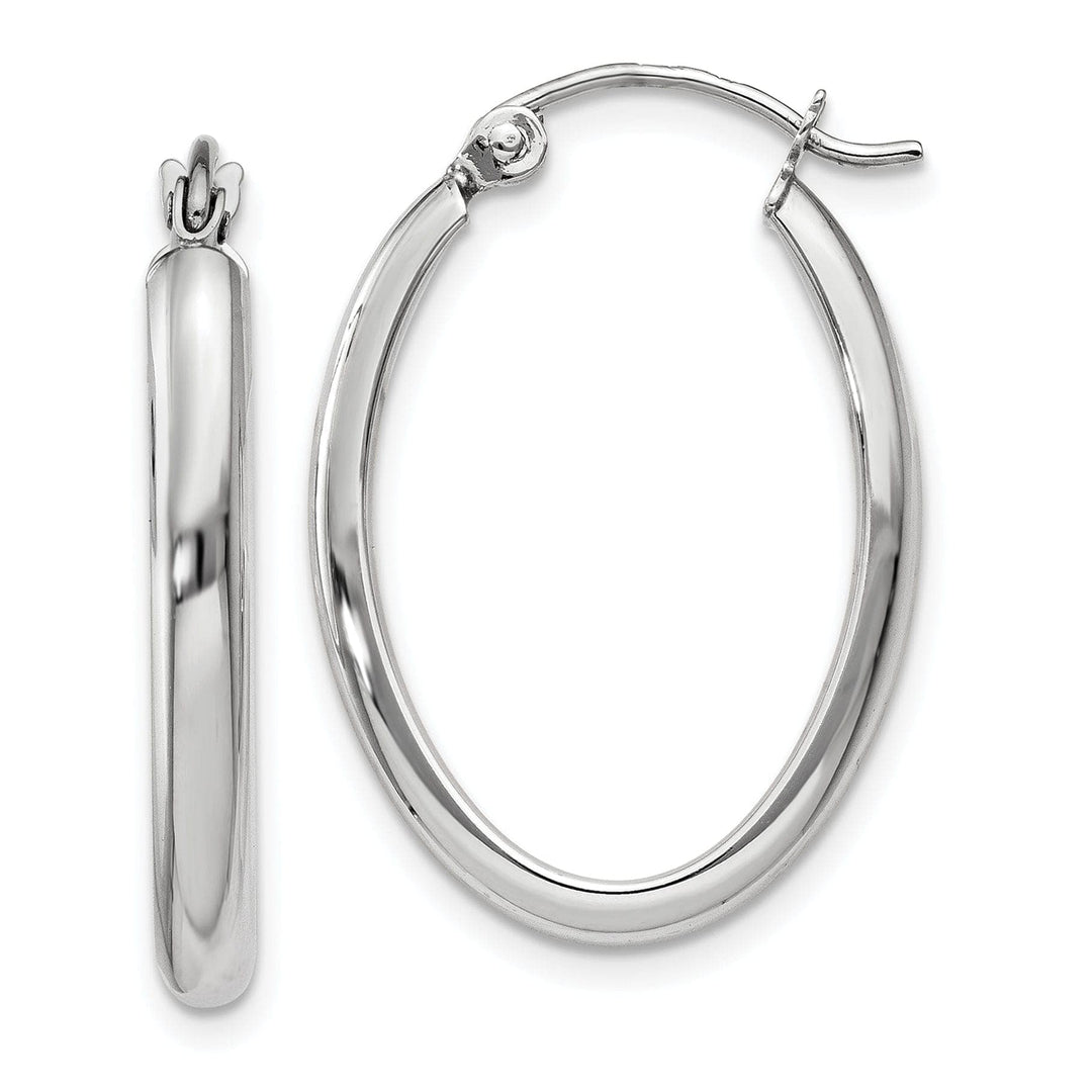 Lovely Rita's Earrings 14k White Gold 2.75MM Oval Tube Hoop Earrings