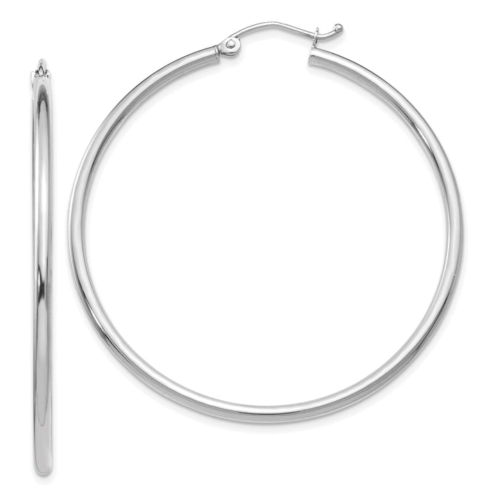 Lovely Rita's Earrings 14k White Gold 2-MM Hoop Earrings