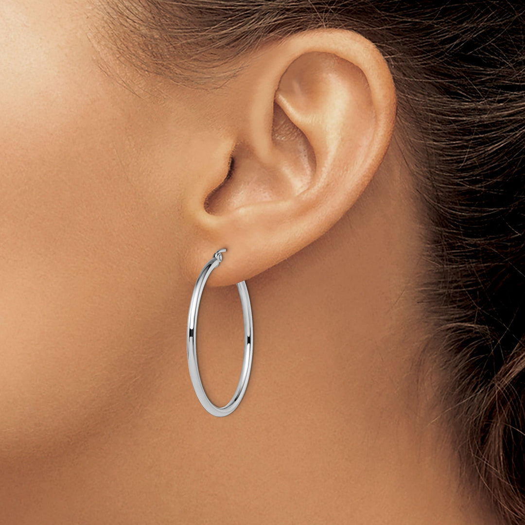 Lovely Rita's Earrings 14k White Gold 2mm Large Hoop Earrings