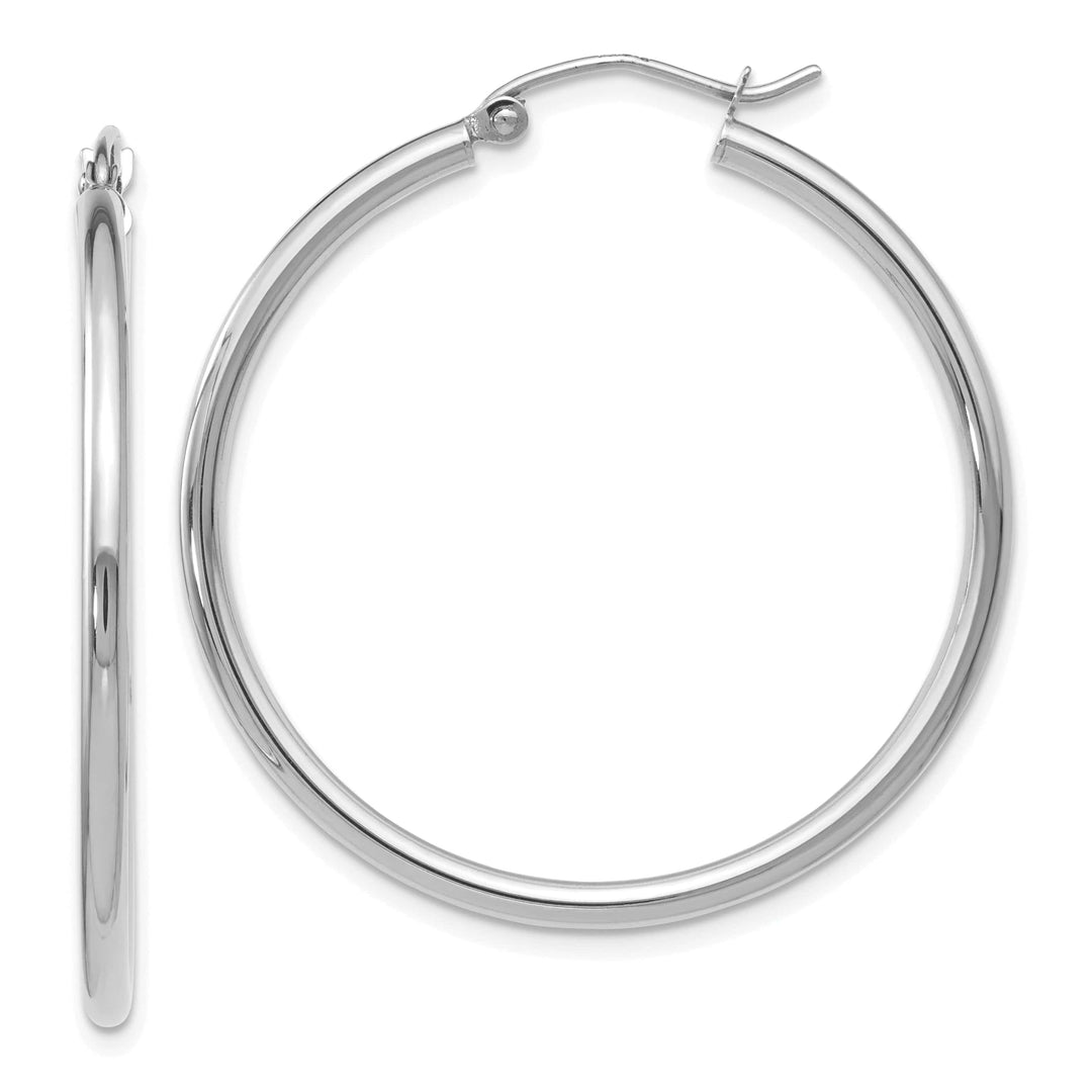 Lovely Rita's Earrings 14k White Gold 2mm Large Hoop Earrings