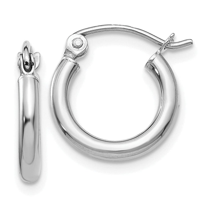 Lovely Rita's Earrings 14k White Gold 2MM Round Hoop Earrings