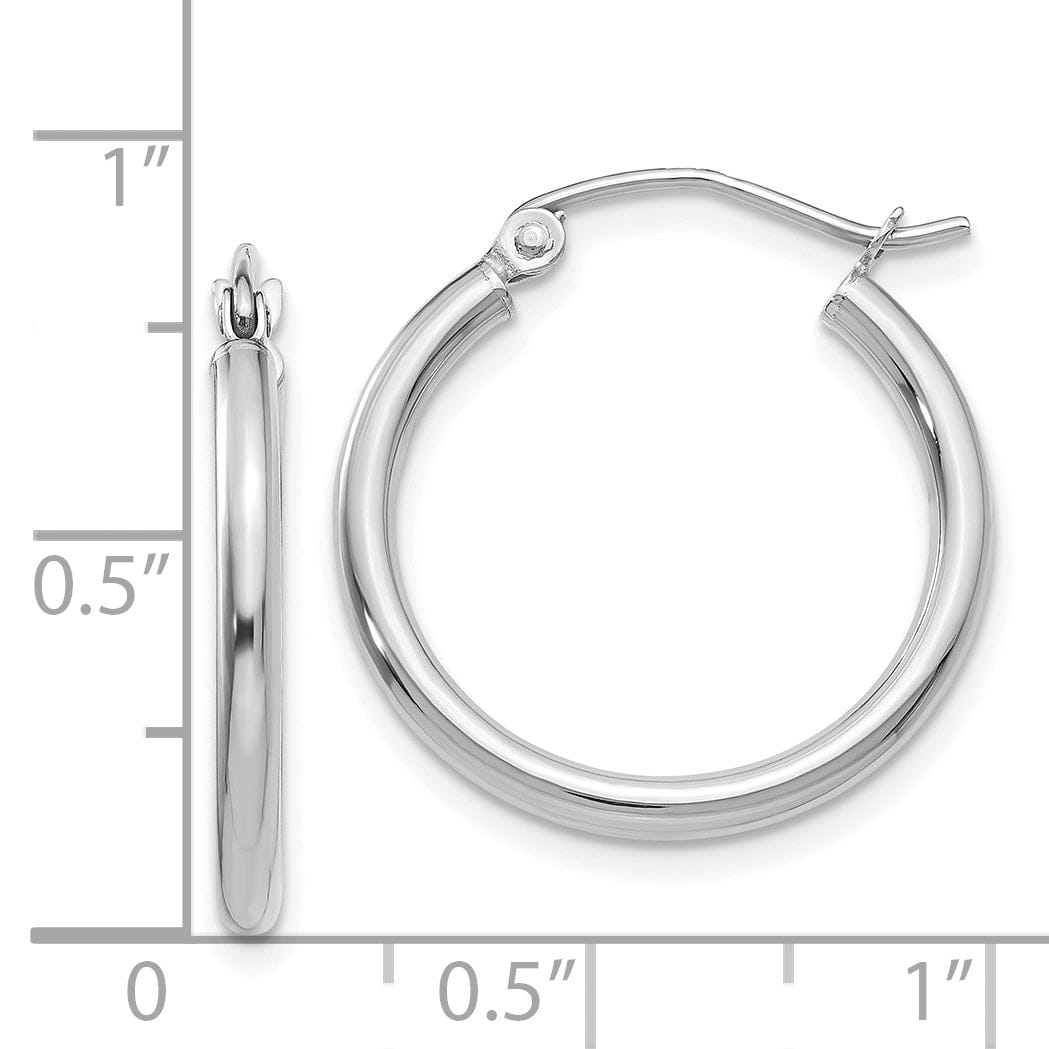 Lovely Rita's Earrings 14k White Gold 2MM Round Hoop Earrings