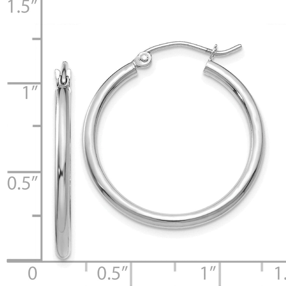 Lovely Rita's Earrings 14k White Gold 2MM Round Hoop Earrings