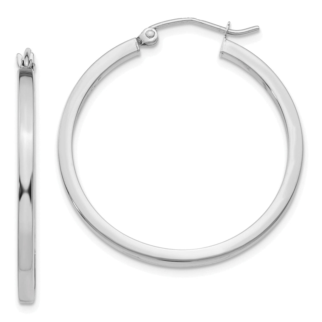 Lovely Rita's Earrings 14k White Gold 2MM Square Tube Hoop Earrings