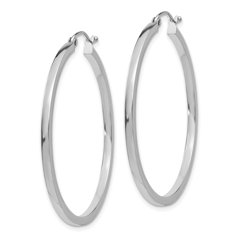 Lovely Rita's Earrings 14k White Gold 2MM Wide Square Tube Hoop Earrings
