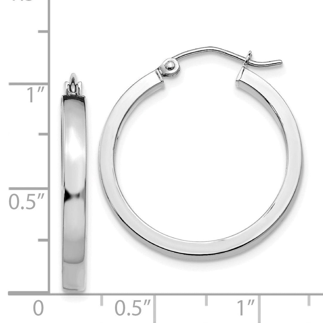 Lovely Rita's Earrings 14k White Gold 2x3MM Rectangle Tube Hoop