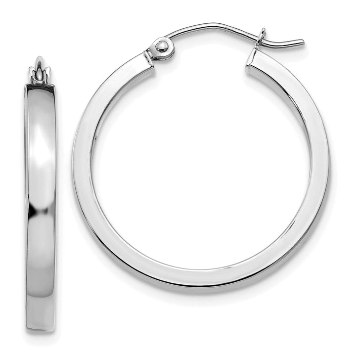 Lovely Rita's Earrings 14k White Gold 2x3MM Rectangle Tube Hoop