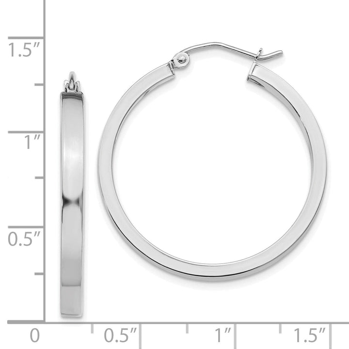 Lovely Rita's Earrings 14k White Gold 2x3MM Rectangle Tube Hoop