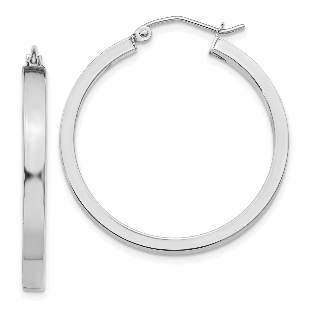 Lovely Rita's Earrings 14k White Gold 2x3MM Rectangle Tube Hoop