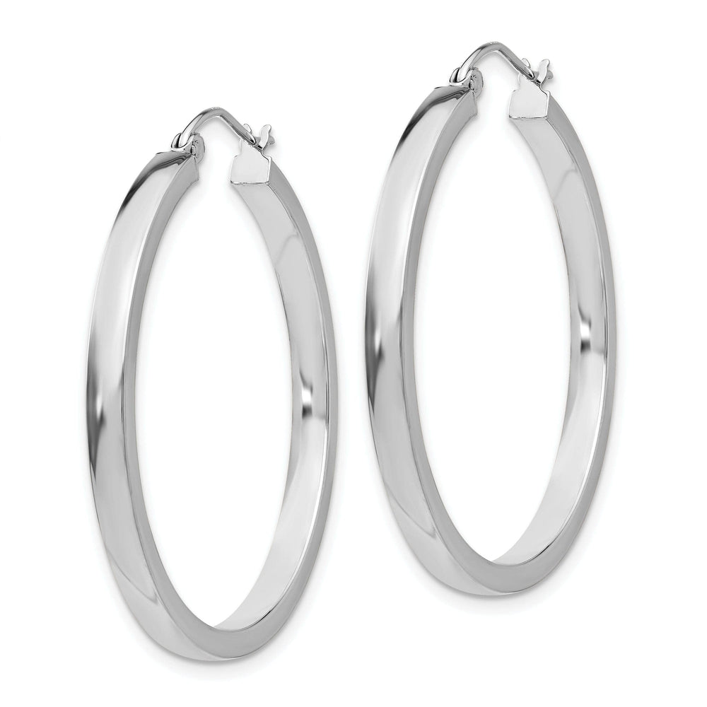 Lovely Rita's Earrings 14k White Gold 2x3MM Rectangle Tube Hoop