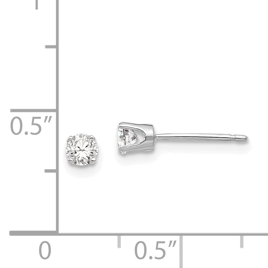 Lovely Rita's Earrings 14k White Gold 3.25 mm Cubic Zirconia Stud Earrings