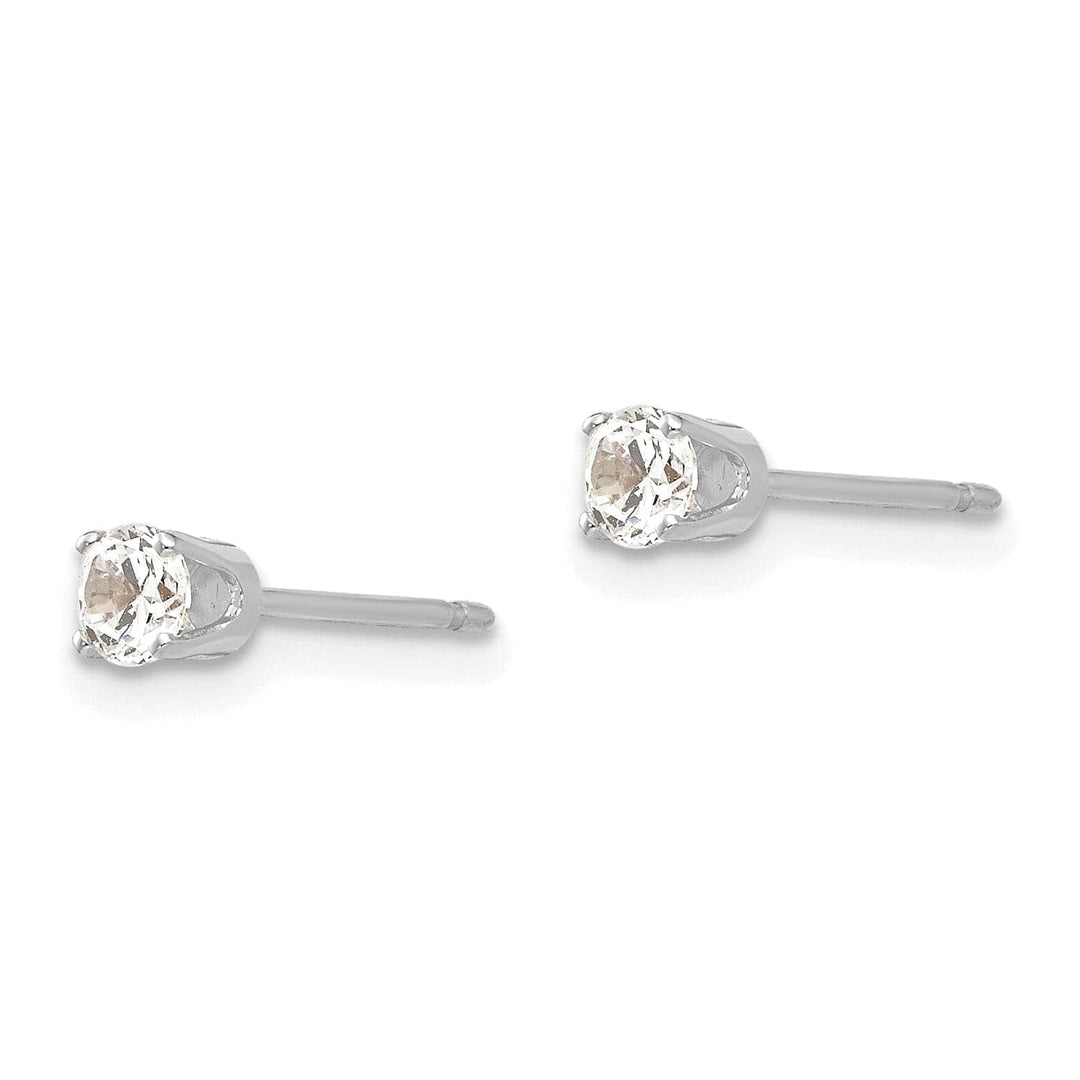 Lovely Rita's Earrings 14k White Gold 3.25 mm Cubic Zirconia Stud Earrings